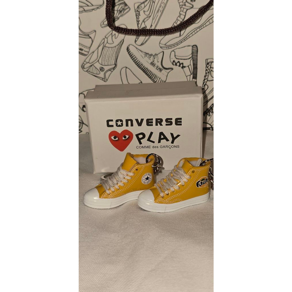 Unisex Yellow & White Sneaker Keychain Set with Box and Bag One Size - Picture 3 of 5